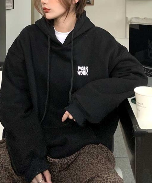 MANGROVE（マングローブ）の「" work work " ビッグパーカー（パーカー・レディース・ブラック/グレー・FREE）」の16枚目の写真