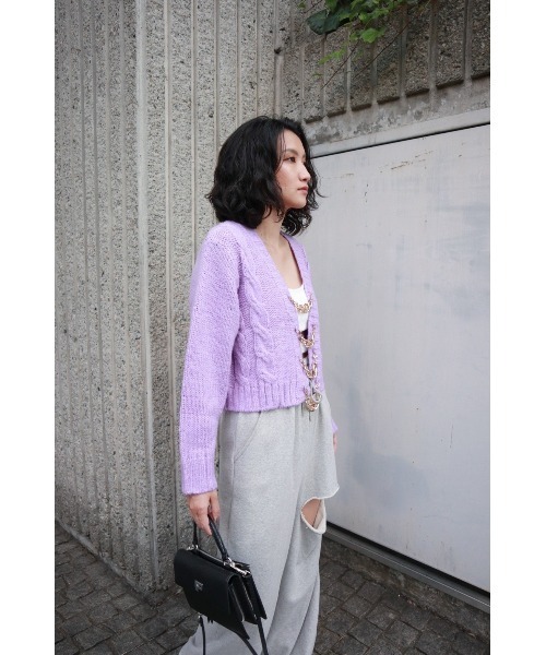 FIG&VIPER（フィグアンドバイパー）の「チェーン付きショートニットTOP（カーディガン/ボレロ・レディース・ライトグリーン/パープル/オレンジ・FREE）」の9枚目の写真