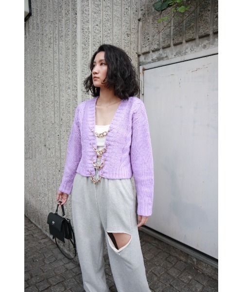 FIG&VIPER（フィグアンドバイパー）の「チェーン付きショートニットTOP（カーディガン/ボレロ・レディース・ライトグリーン/パープル/オレンジ・FREE）」の11枚目の写真