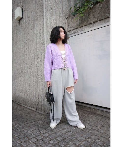 FIG&VIPER（フィグアンドバイパー）の「チェーン付きショートニットTOP（カーディガン/ボレロ・レディース・ライトグリーン/パープル/オレンジ・FREE）」の12枚目の写真