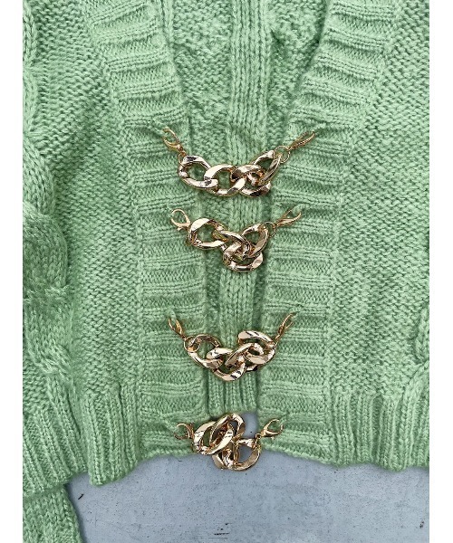 FIG&VIPER（フィグアンドバイパー）の「チェーン付きショートニットTOP（カーディガン/ボレロ・レディース・ライトグリーン/パープル/オレンジ・FREE）」の19枚目の写真