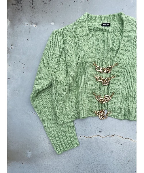 FIG&VIPER（フィグアンドバイパー）の「チェーン付きショートニットTOP（カーディガン/ボレロ・レディース・ライトグリーン/パープル/オレンジ・FREE）」の20枚目の写真