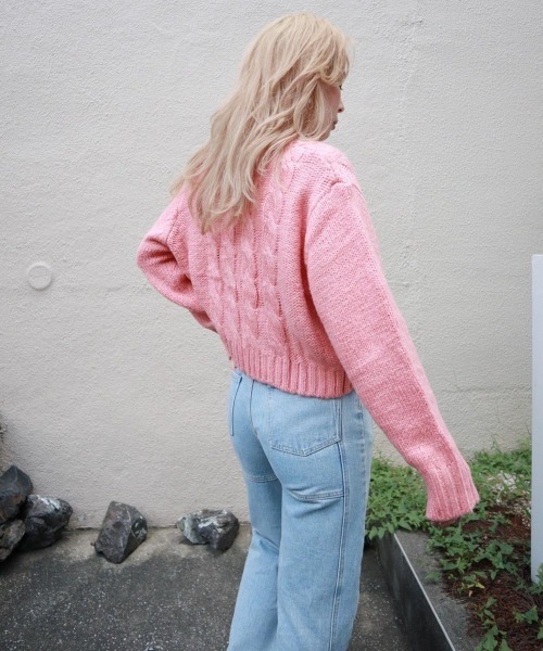 FIG&VIPER（フィグアンドバイパー）の「チェーン付きショートニットTOP（カーディガン/ボレロ・レディース・ライトグリーン/パープル/オレンジ・FREE）」の7枚目の写真