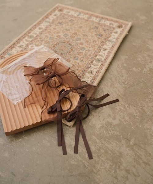 moi tytto（モイテュット）の「使い回しリボンゴムセット（オリジナルポーチセット）（ヘアゴム・レディース・ブラウン/ブラック×ホワイト・FREE）」の10枚目の写真