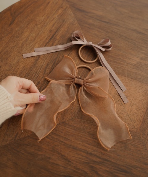 moi tytto（モイテュット）の「使い回しリボンゴムセット（オリジナルポーチセット）（ヘアゴム・レディース・ブラウン/ブラック×ホワイト・FREE）」の6枚目の写真