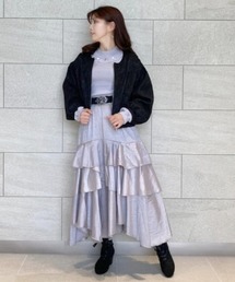 幾何学ＪＱ柄ティアードＳＫ