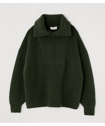 FRONT ZIP BIG COLLAR KNIT/フロントジップビッグカラーニット