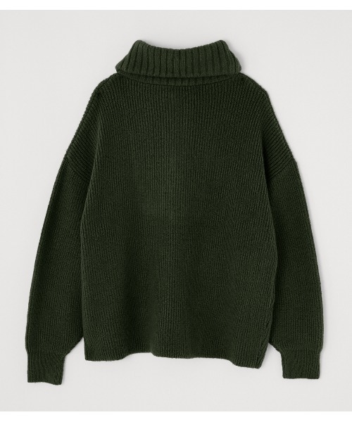 AZUL by moussy（アズールバイマウジー）の「FRONT ZIP BIG COLLAR KNIT/フロントジップビッグカラーニット（ニット/セーター・レディース・ダークグリーン/ライトブラウン・FREE）」の10枚目の写真