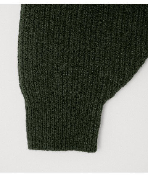 AZUL by moussy（アズールバイマウジー）の「FRONT ZIP BIG COLLAR KNIT/フロントジップビッグカラーニット（ニット/セーター・レディース・ダークグリーン/ライトブラウン・FREE）」の12枚目の写真