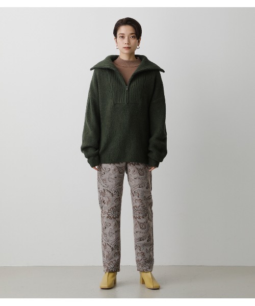 AZUL by moussy（アズールバイマウジー）の「FRONT ZIP BIG COLLAR KNIT/フロントジップビッグカラーニット（ニット/セーター・レディース・ダークグリーン/ライトブラウン・FREE）」の16枚目の写真