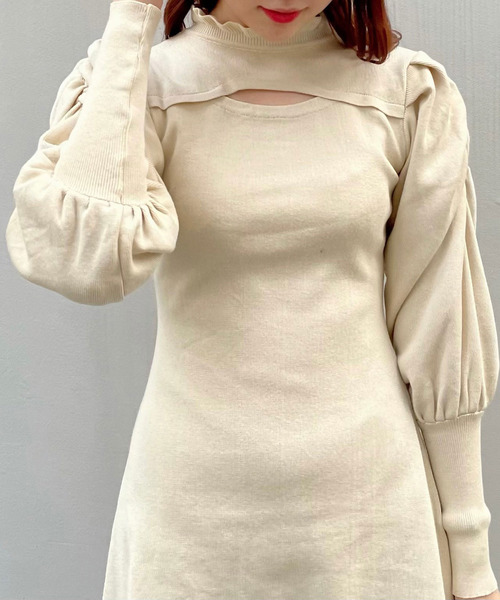 titty＆Co. PETIT（ティティアンドコープティ）の「【titty&Co.PETIT】プチハイネックボリュームスリーブニットワンピース（ワンピース・レディース・ブラック/ベージュ・FREE）」の18枚目の写真