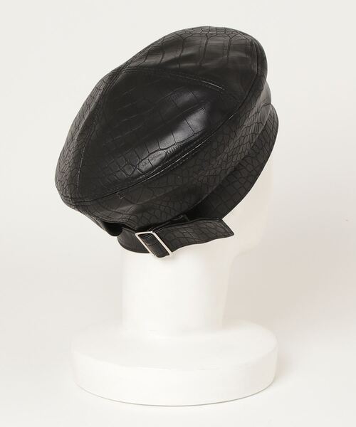 Figments（フィグメンツ）の「クロコフェイクレザーベレー帽（ハンチング/ベレー帽・レディース・ブラック・FREE）」の5枚目の写真