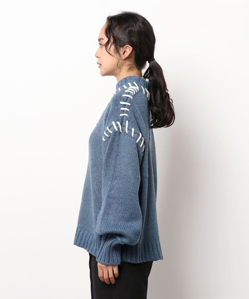 cepo（セポ）の「ハンドステッチデザインニット（ニット/セーター・レディース・ブラック/ブルー/グリーン・M）」の7枚目の写真