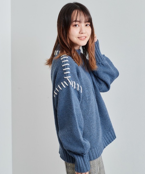 cepo（セポ）の「ハンドステッチデザインニット（ニット/セーター・レディース・ブラック/ブルー/グリーン・M）」の3枚目の写真