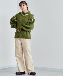 ハンドステッチデザインニット