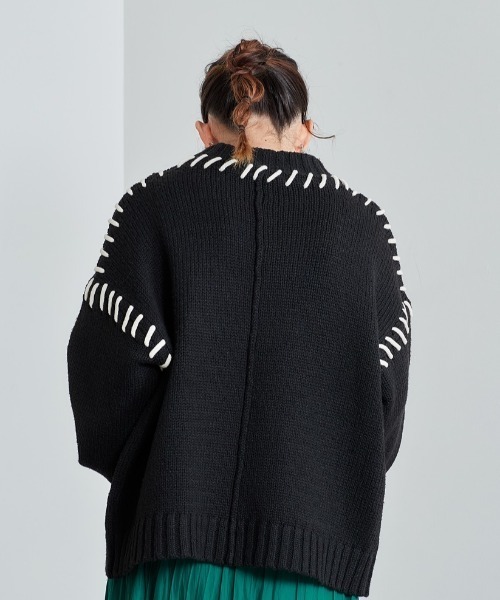 cepo（セポ）の「ハンドステッチデザインニット（ニット/セーター・レディース・ブラック/ブルー/グリーン・M）」の4枚目の写真