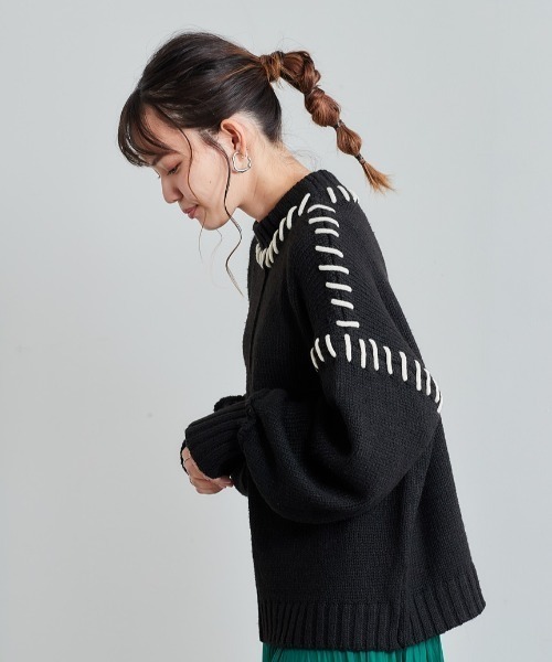 cepo（セポ）の「ハンドステッチデザインニット（ニット/セーター・レディース・ブラック/ブルー/グリーン・M）」の18枚目の写真