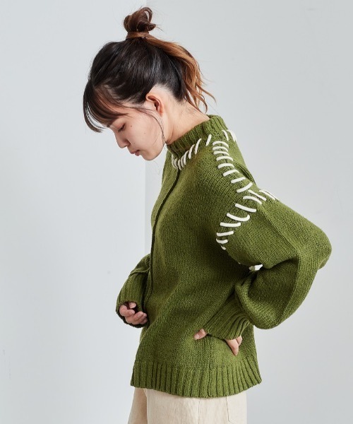 cepo（セポ）の「ハンドステッチデザインニット（ニット/セーター・レディース・ブラック/ブルー/グリーン・M）」の15枚目の写真