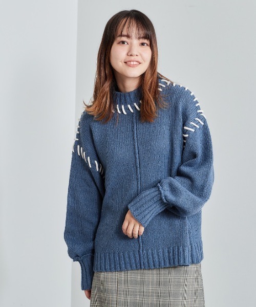 cepo（セポ）の「ハンドステッチデザインニット（ニット/セーター・レディース・ブラック/ブルー/グリーン・M）」の9枚目の写真