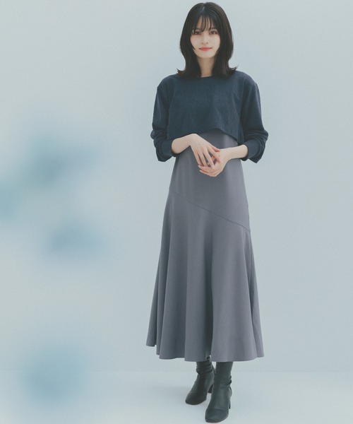 mikke（ミッケ）の「【noaさんコラボ】マルチウェイアンサンブルワンピース/バックスリットクロップドプルオーバー＆マーメイドキャミソールワンピース（ワンピース・レディース・ネイビー/ベージュ/グリーン・FREE）」の16枚目の写真