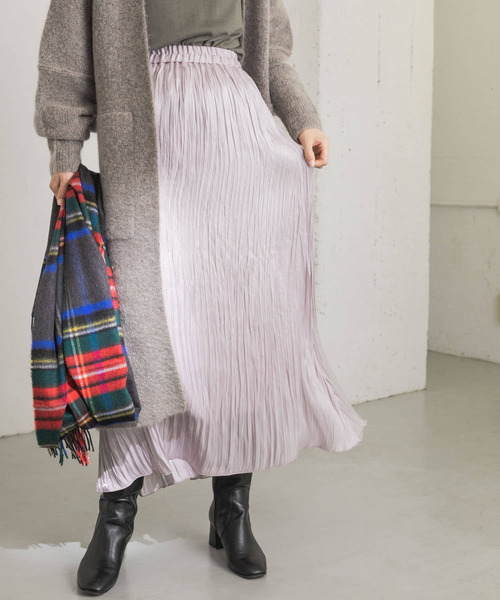 URBAN RESEARCH（アーバンリサーチ）の「シャイニープリーツスカート（スカート・レディース・ブラック/グリーン系その他/パープル系その他・FREE）」の14枚目の写真