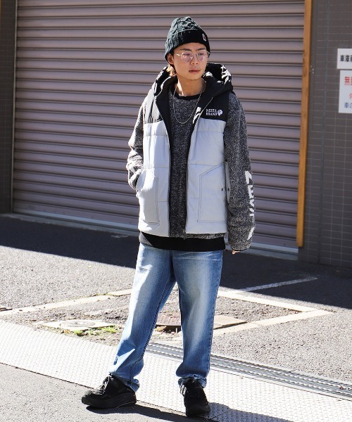 NESTA BRAND（ネスタブランド）の「撥水総柄フード中綿ベスト（ダウンベスト・メンズ・グレー/ワインレッド・XL/L/XXL/M）」の7枚目の写真