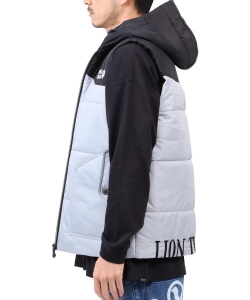 NESTA BRAND（ネスタブランド）の「撥水総柄フード中綿ベスト（ダウンベスト・メンズ・グレー/ワインレッド・XL/L/XXL/M）」の14枚目の写真