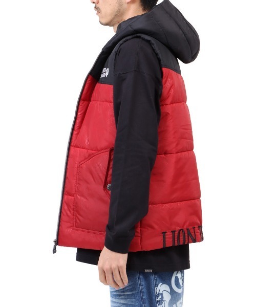 NESTA BRAND（ネスタブランド）の「撥水総柄フード中綿ベスト（ダウンベスト・メンズ・グレー/ワインレッド・XL/L/XXL/M）」の18枚目の写真
