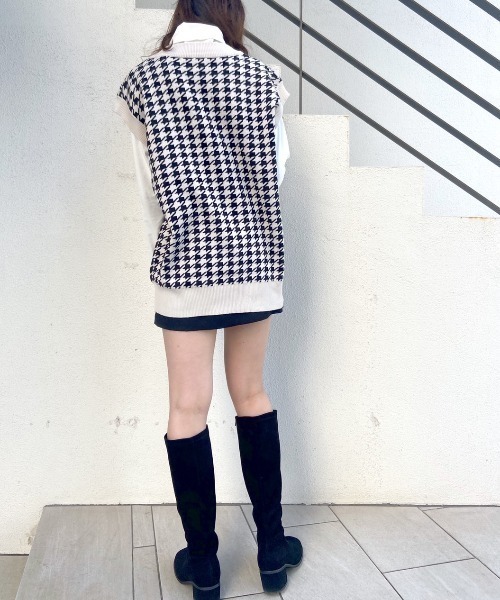 OLIVE des OLIVE（オリーブデオリーブ）の「ゆったりジャガード柄ベスト（ベスト・レディース・ベージュ/グレー/アイボリー・FREE）」の6枚目の写真