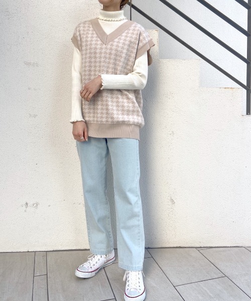 OLIVE des OLIVE（オリーブデオリーブ）の「ゆったりジャガード柄ベスト（ベスト・レディース・ベージュ/グレー/アイボリー・FREE）」の18枚目の写真