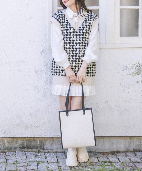 OLIVE des OLIVE（オリーブデオリーブ）の「ゆったりジャガード柄ベスト（ベスト・レディース・ベージュ/グレー/アイボリー・FREE）」の22枚目の写真