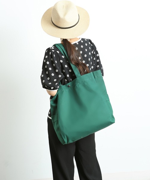 TABI PAL（タビパル）の「【TABI PAL】ビッグサイズ　キャンバス　トートバッグ（トートバッグ・レディース・ブラック/イエロー/グリーン/アイボリー・FREE）」の12枚目の写真