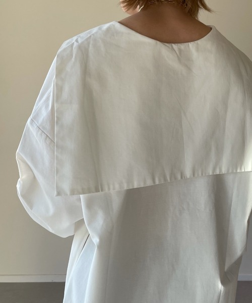 y/m by misato(イムバイミサト)の「セーラーカラーロングブラウス(シャツ/ブラウス・レディース・ベージュ/ホワイト・FREE)」の7枚目の写真