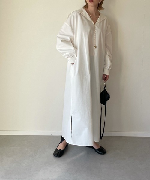 y/m by misato(イムバイミサト)の「セーラーカラーロングブラウス(シャツ/ブラウス・レディース・ベージュ/ホワイト・FREE)」の21枚目の写真