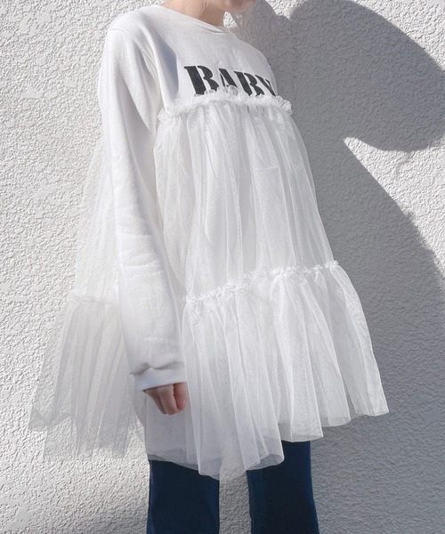 lilLilly(リルリリー)の「ボリュームチュールスウェットトップス(スウェット・レディース・ホワイト/ブラック/ピンク・FREE)」の13枚目の写真