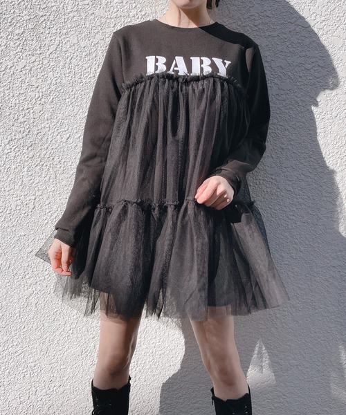 lilLilly(リルリリー)の「ボリュームチュールスウェットトップス(スウェット・レディース・ホワイト/ブラック/ピンク・FREE)」の7枚目の写真