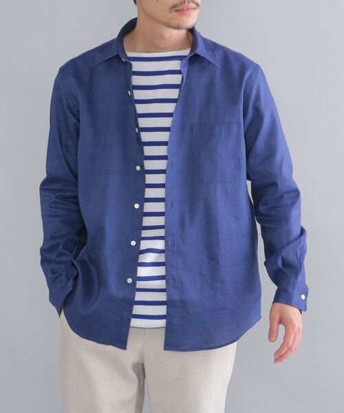 SHIPS（シップス）の「SHIPS: SOLOTEX(R) サフィラン リネン ハイブリッド レギュラーカラーシャツ 22SS（シャツ/ブラウス・メンズ・ホワイト/ライトブルー/ダークグリーン/ネイビー/クリアイエロー・LL/S/M/L）」の5枚目の写真