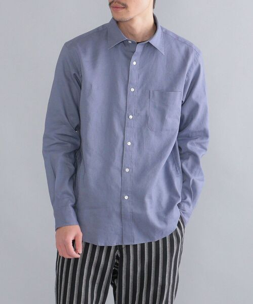 SHIPS（シップス）の「SHIPS: SOLOTEX(R) サフィラン リネン ハイブリッド レギュラーカラーシャツ 22SS（シャツ/ブラウス・メンズ・ホワイト/ライトブルー/ダークグリーン/ネイビー/クリアイエロー・LL/S/M/L）」の4枚目の写真