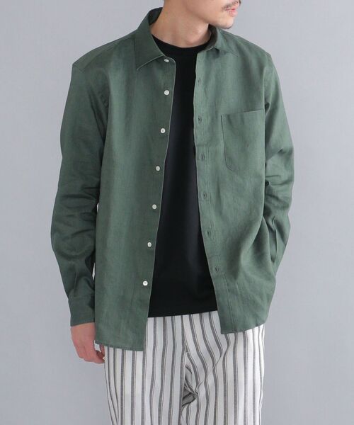 SHIPS（シップス）の「SHIPS: SOLOTEX(R) サフィラン リネン ハイブリッド レギュラーカラーシャツ 22SS（シャツ/ブラウス・メンズ・ホワイト/ライトブルー/ダークグリーン/ネイビー/クリアイエロー・LL/S/M/L）」の3枚目の写真