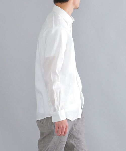 SHIPS（シップス）の「SHIPS: SOLOTEX(R) サフィラン リネン ハイブリッド レギュラーカラーシャツ 22SS（シャツ/ブラウス・メンズ・ホワイト/ライトブルー/ダークグリーン/ネイビー/クリアイエロー・LL/S/M/L）」の9枚目の写真