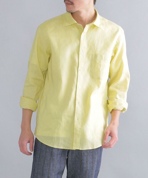 SHIPS（シップス）の「SHIPS: SOLOTEX(R) サフィラン リネン ハイブリッド レギュラーカラーシャツ 22SS（シャツ/ブラウス・メンズ・ホワイト/ライトブルー/ダークグリーン/ネイビー/クリアイエロー・LL/S/M/L）」の11枚目の写真