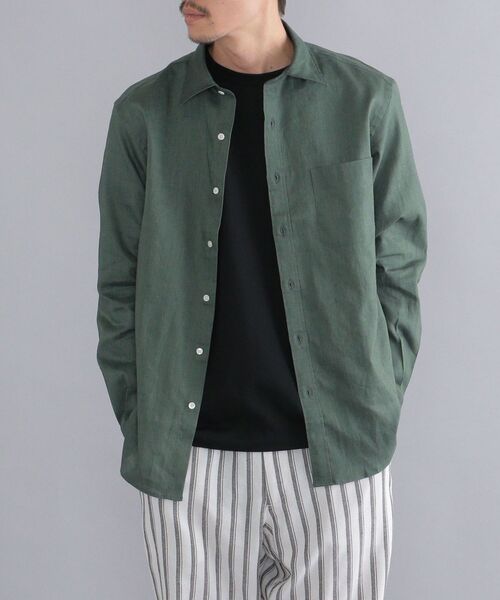 SHIPS（シップス）の「SHIPS: SOLOTEX(R) サフィラン リネン ハイブリッド レギュラーカラーシャツ 22SS（シャツ/ブラウス・メンズ・ホワイト/ライトブルー/ダークグリーン/ネイビー/クリアイエロー・LL/S/M/L）」の19枚目の写真