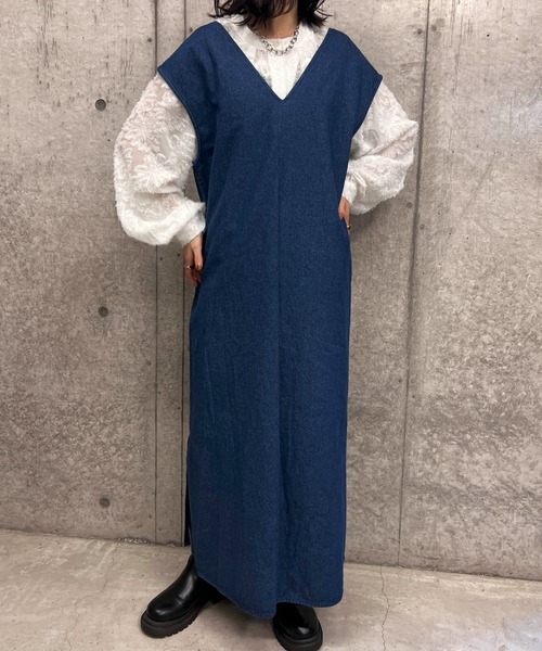 byYOUANCE（バイユアンス）の「キーネックロングベストワンピース（ワンピース・レディース・ブラック/インディゴブルー/アイボリー/グレー/ブラウン・MEDIUM）」の19枚目の写真