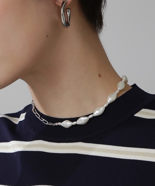 N.（N. Natural Beauty Basic）（エヌエヌナチュラルビューティーベーシック）の「パールコンビチェーンネックレス（ネックレス・レディース・シルバー/ゴールド・FREE）」の2枚目の写真