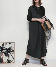 aunt lily | ヴィンテージサテンアクセントバイヤス切替ワンピース(ワンピース)