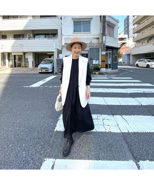aunt lily（アントリリー）の「ヴィンテージサテン バイヤス切替 ワンピース | サテンワンピース アシンメトリー 異素材（ワンピース・レディース・ブラック/ライトカーキ・11号/9号/13号/15号/7号）」の18枚目の写真
