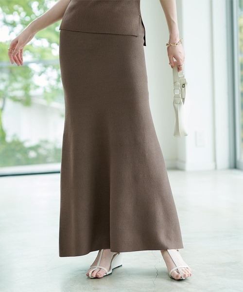 UR'S（ユアーズ）の「ニットマーメイドスカート（スカート・レディース・ブラック/グリーン/グレイッシュベージュ/ブラウン・S/M/L）」の3枚目の写真