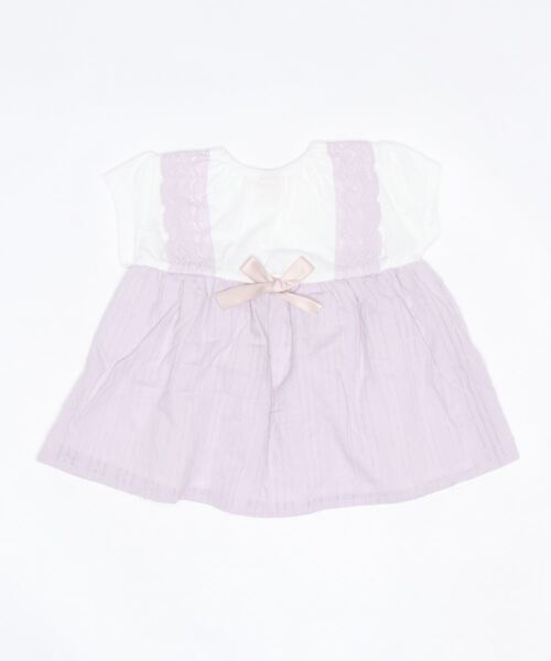 petit main(プティマイン)の「胸レースドッキングT(Tシャツ/カットソー・キッズ・ラベンダー/マルチ/エメラルド・80cm/110cm/120cm/90cm/100cm/130cm)」の5枚目の写真