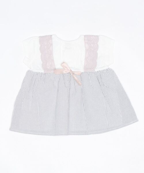 petit main(プティマイン)の「胸レースドッキングT(Tシャツ/カットソー・キッズ・ラベンダー/マルチ/エメラルド・80cm/110cm/120cm/90cm/100cm/130cm)」の4枚目の写真