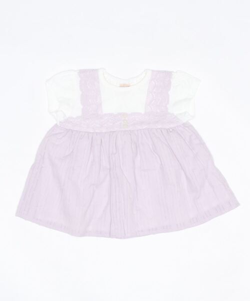 petit main(プティマイン)の「胸レースドッキングT(Tシャツ/カットソー・キッズ・ラベンダー/マルチ/エメラルド・80cm/110cm/120cm/90cm/100cm/130cm)」の8枚目の写真